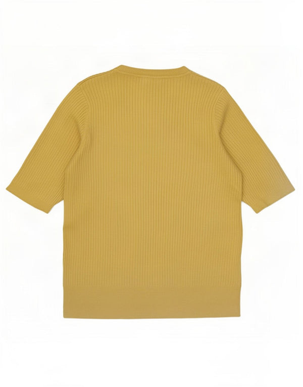Marks & Spencer Womens Crew Neck Jumper Sweater UK 14 Medium Yellow