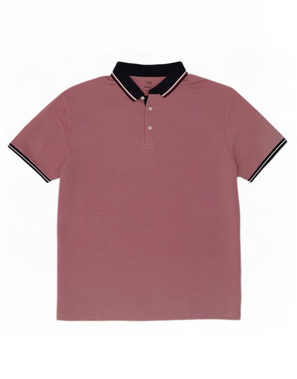 Marks & Spencer Mens Regular Fit Rugby Polo Shirt XL Purple Striped Modal