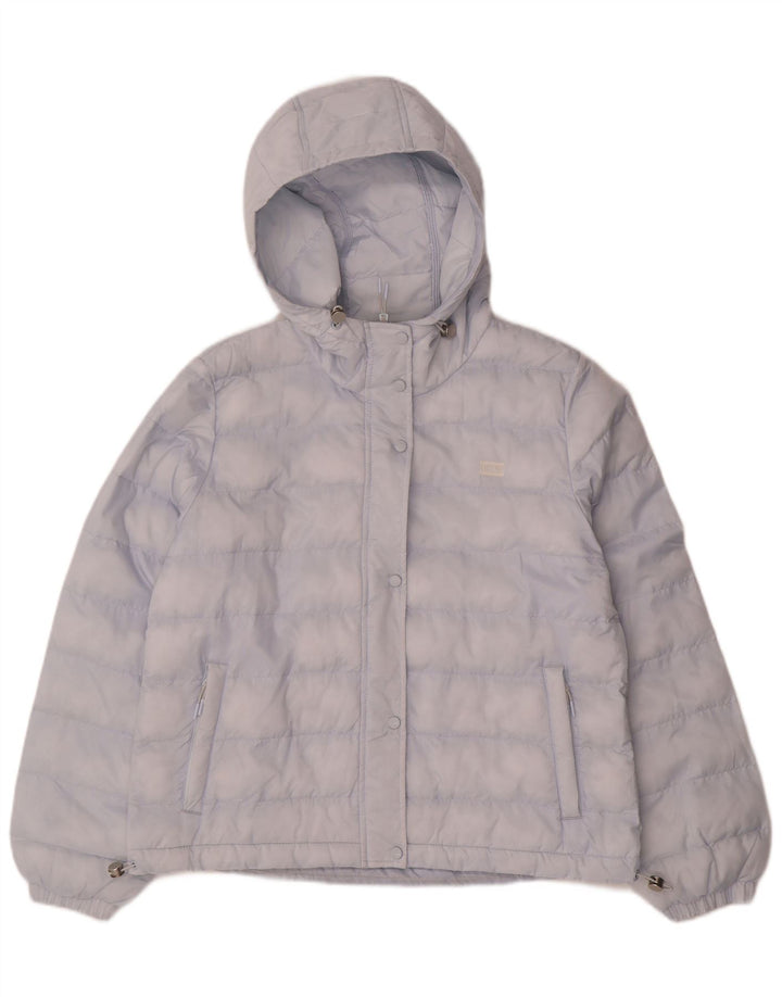 LEVI'S Womens Oversized Hooded Padded Jacket UK 10 Small Blue Polyester
