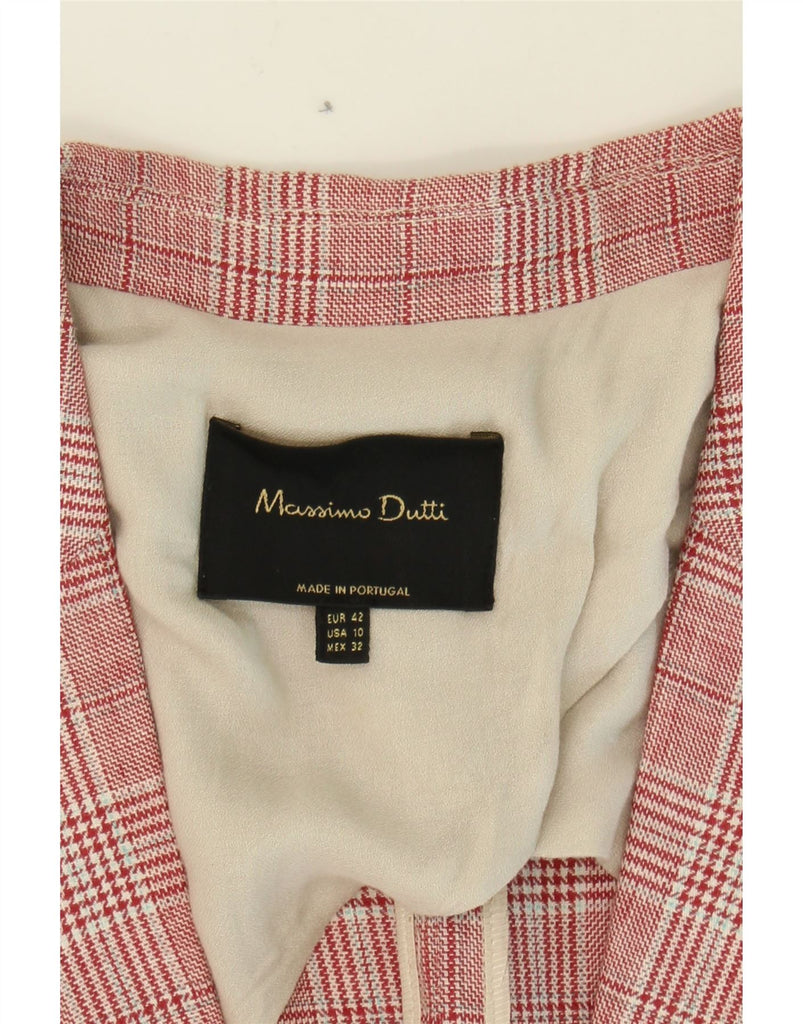 MASSIMO DUTTI Womens 1 Button Blazer Jacket EU 42 Large Pink Houndstooth Vintage Massimo Dutti and Second-Hand Massimo Dutti from Messina Hembry 