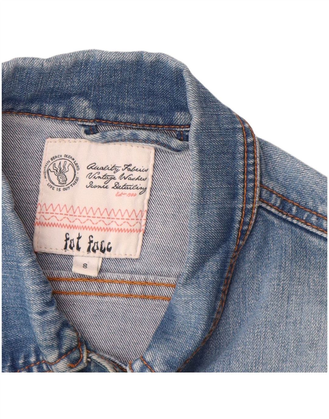 FAT FACE Womens Denim Jacket UK 8 Small Blue Cotton