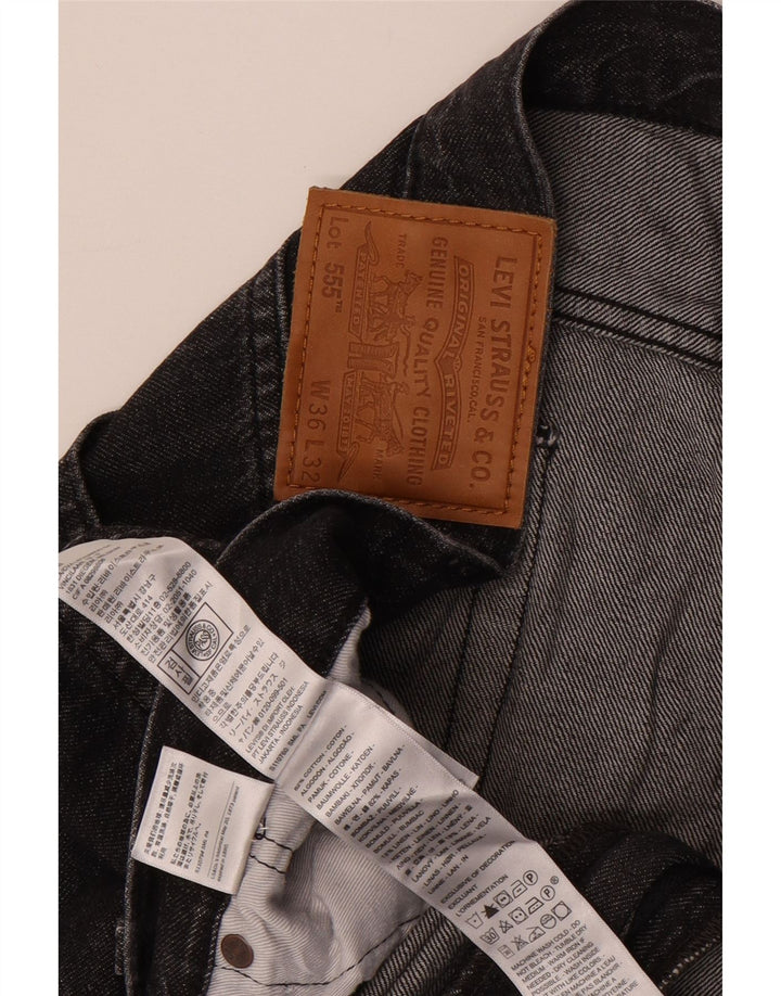 LEVI'S Mens Relaxed Fit Straight Jeans W36 L32 Black Cotton