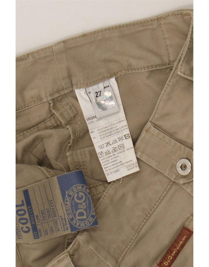 DOLCE & GABBANA Womens Bootcut Casual Trousers W27 L27 Beige Cotton Vintage Dolce & Gabbana and Second-Hand Dolce & Gabbana from Messina Hembry 