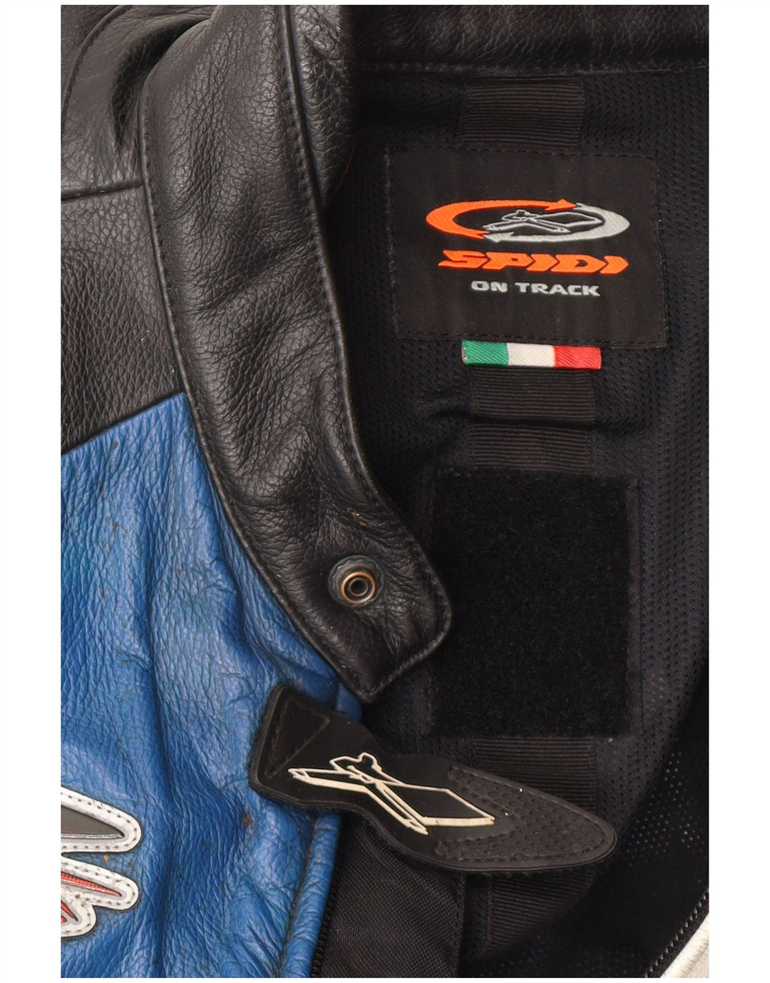 Spidi Mens Leather Racer Jacket IT 54 Large Black Colourblock Leather