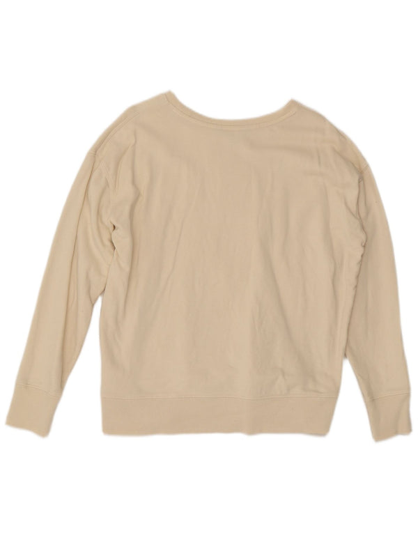 Ralph Lauren Womens Graphic Sweatshirt Jumper UK 14 Medium Beige Cotton