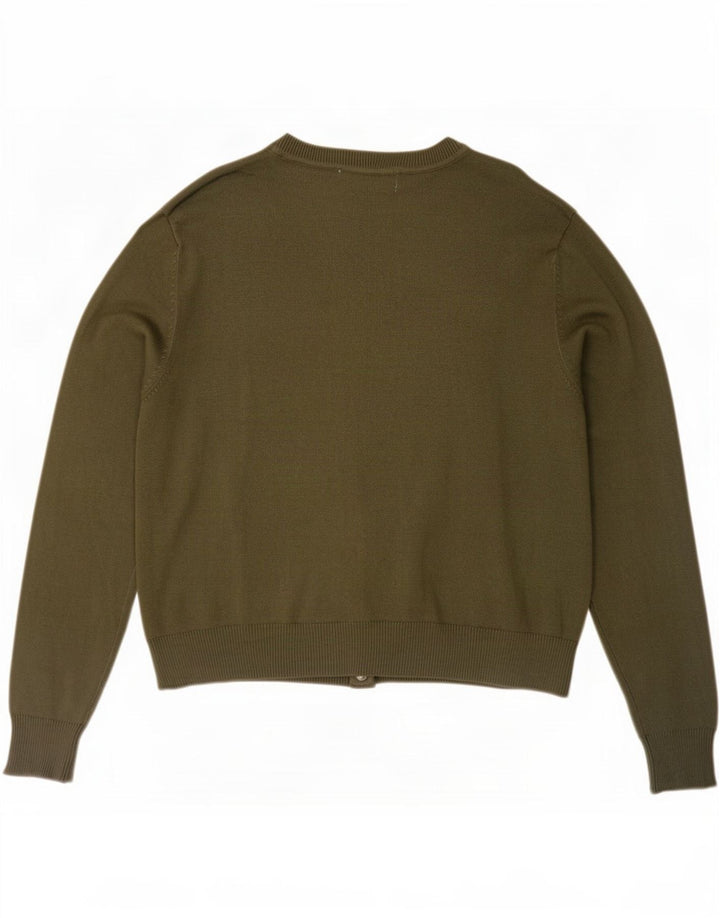 Marks & Spencer Womens Crop Cardigan Sweater UK 12 Medium Khaki Viscose