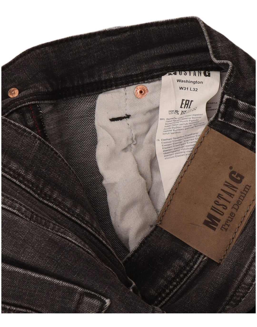 Mustang Mens Washington Straight Jeans W31 L32 Grey Cotton