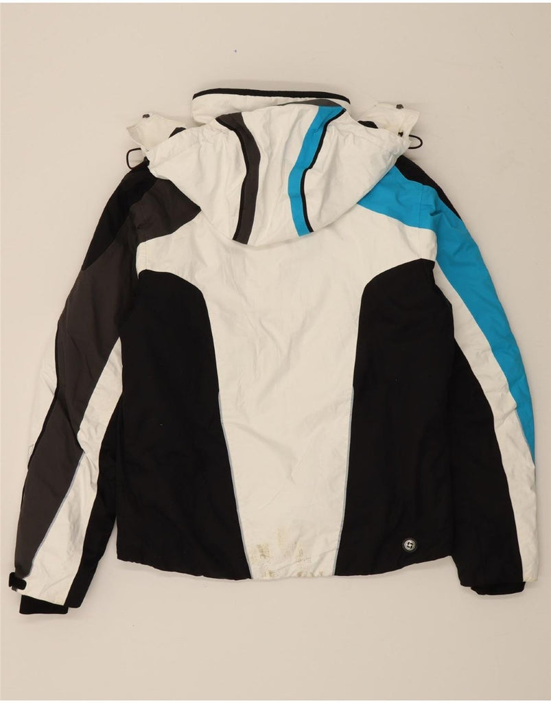 COLMAR Mens Hooded Windbreaker Jacket UK 38 Medium White Colourblock Vintage Colmar and Second-Hand Colmar from Messina Hembry 