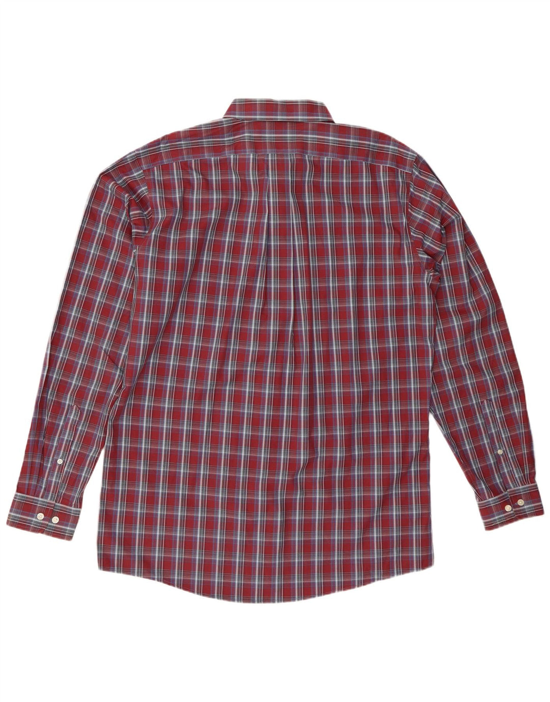 Eddie Bauer Mens Tall Classic Fit Shirt Large Burgundy Check Cotton