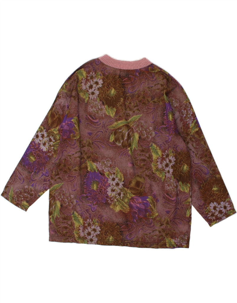 VINTAGE Womens Crew Neck Jumper Sweater UK 14 Medium Brown Floral Viscose | Vintage Vintage | Thrift | Second-Hand Vintage | Used Clothing | Messina Hembry 