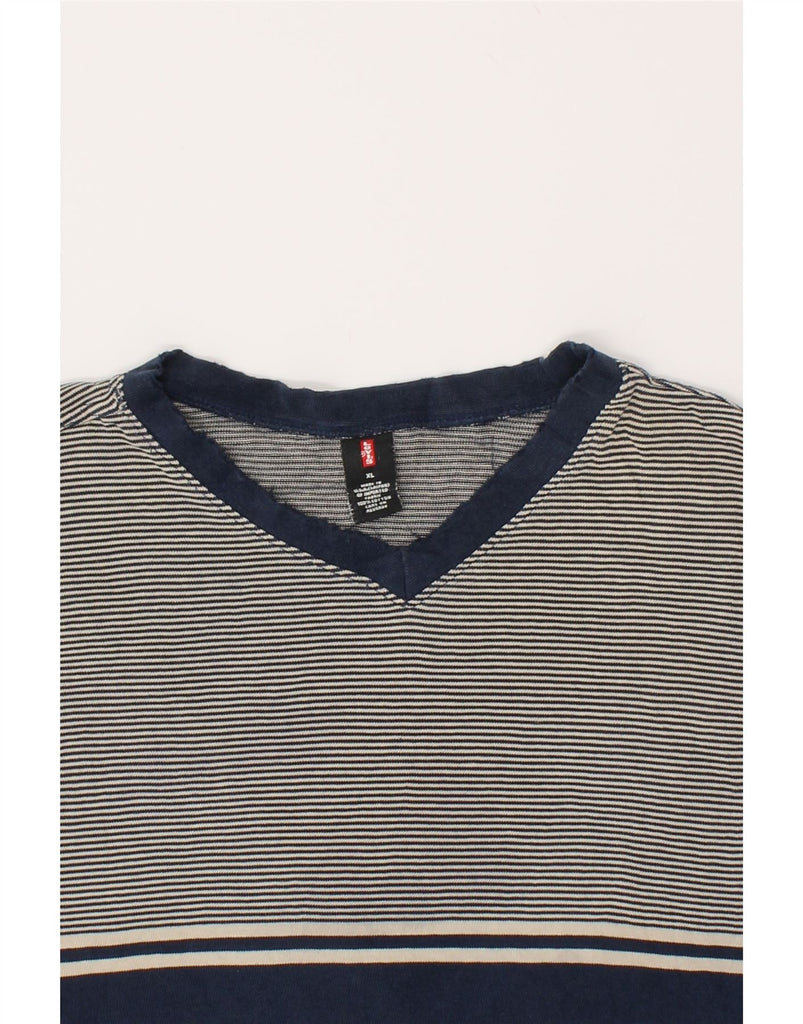 LEVI'S Mens Top Long Sleeve XL Navy Blue Striped Cotton | Vintage Levi's | Thrift | Second-Hand Levi's | Used Clothing | Messina Hembry 