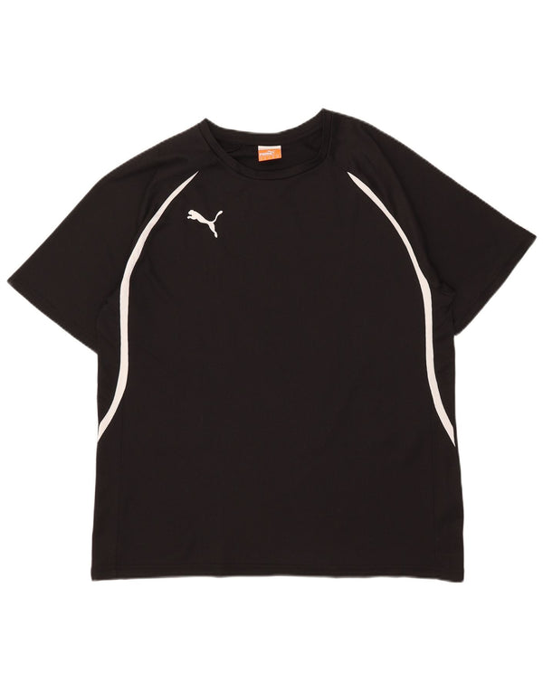 Puma Mens Graphic T-Shirt Top Medium Black Striped Polyester