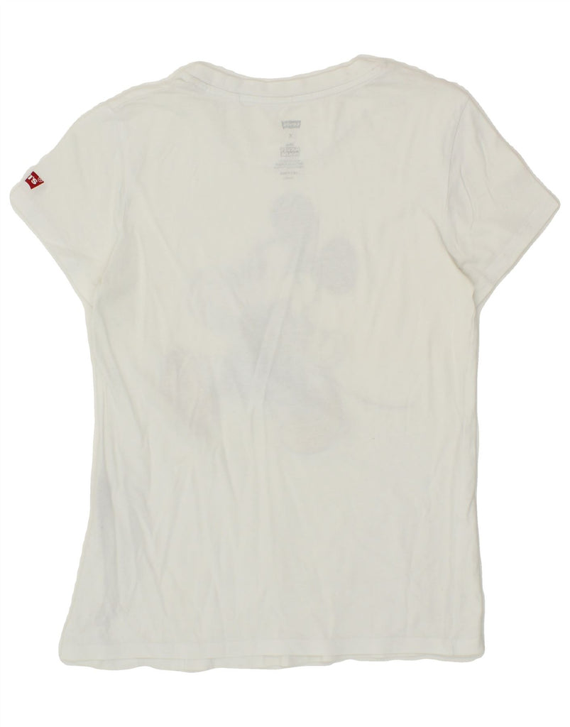 LEVI'S Womens Mickey Mouse Graphic T-Shirt Top UK 6 XS White Cotton Vintage Levi's and Second-Hand Levi's from Messina Hembry 