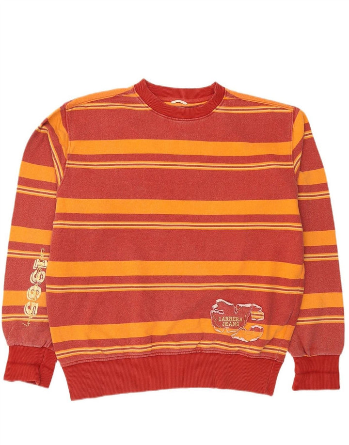 CARRERA Mens Graphic Sweatshirt Jumper Large Red Striped Cotton