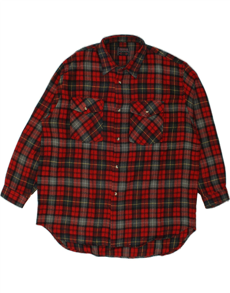 BRUGI Mens Flannel Shirt 2XL Red Plaid Acrylic Vintage Brugi and Second-Hand Brugi from Messina Hembry 