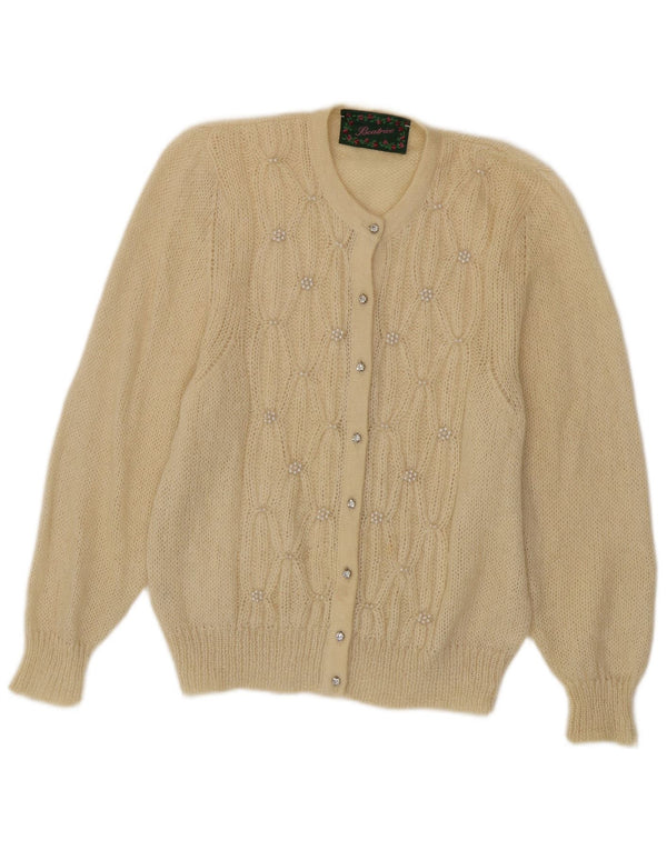 Beatrice Womens Cardigan Sweater UK 10 Small Beige Mohair