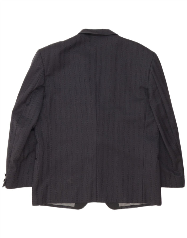 Vintage Mens 1 Button Blazer Jacket IT 54 2XL Navy Blue Striped Virgin Wool