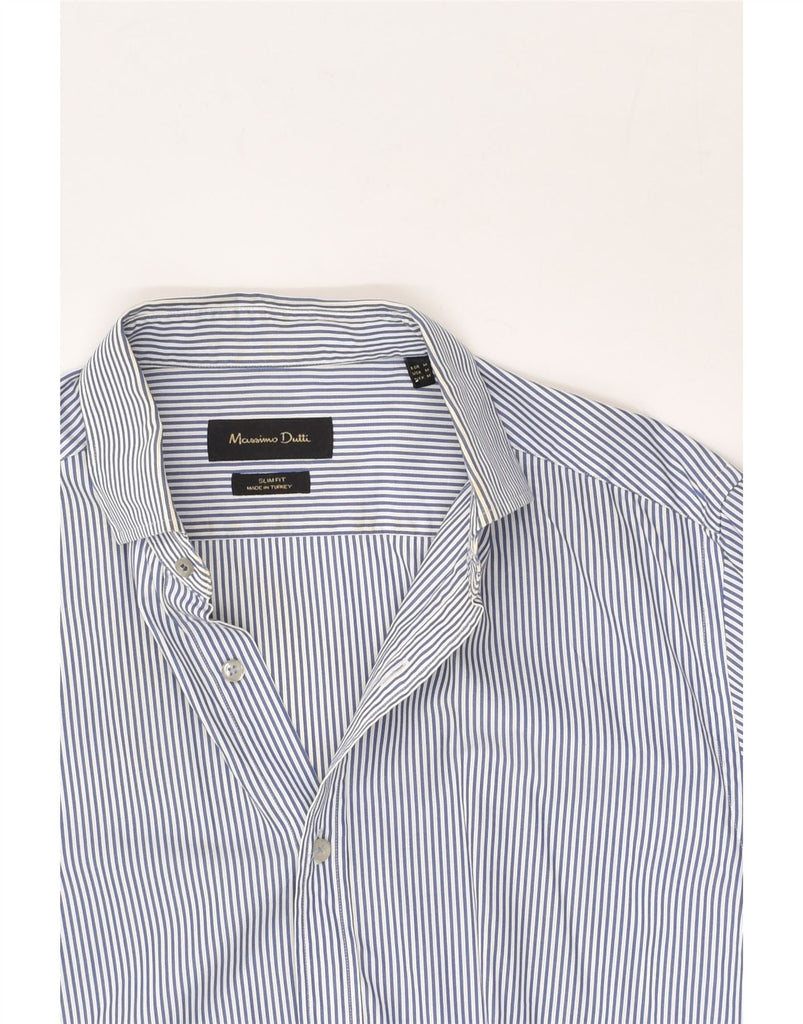 MASSIMO DUTTI Mens Slim Fit Shirt Medium Blue Striped Cotton | Vintage Massimo Dutti | Thrift | Second-Hand Massimo Dutti | Used Clothing | Messina Hembry 