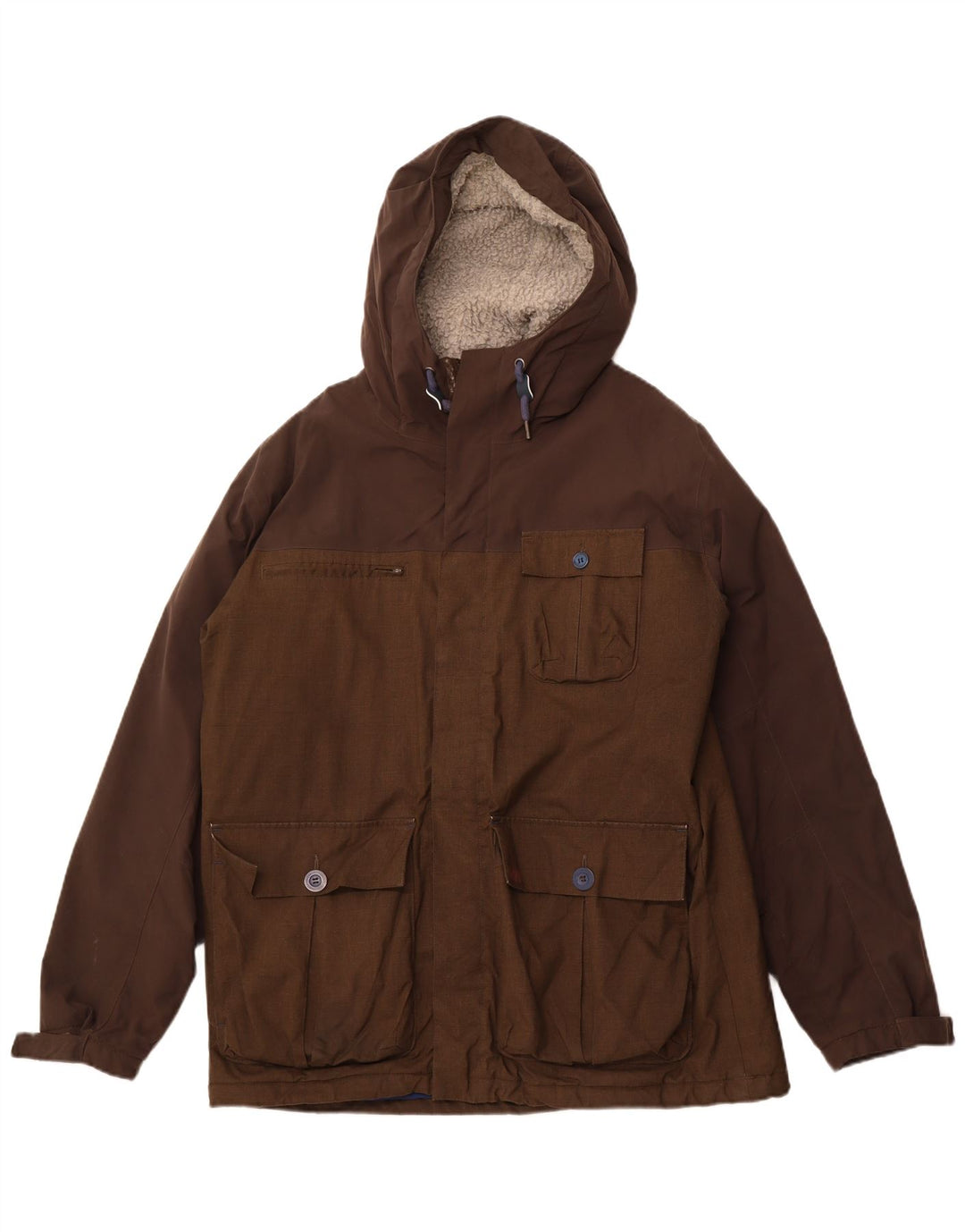 HELLY HANSEN Mens Hooded Utility Jacket UK 42 XL Brown Polyester