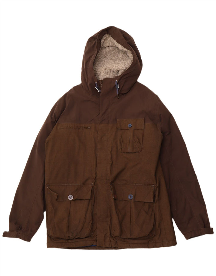 HELLY HANSEN Mens Hooded Utility Jacket UK 42 XL Brown Polyester