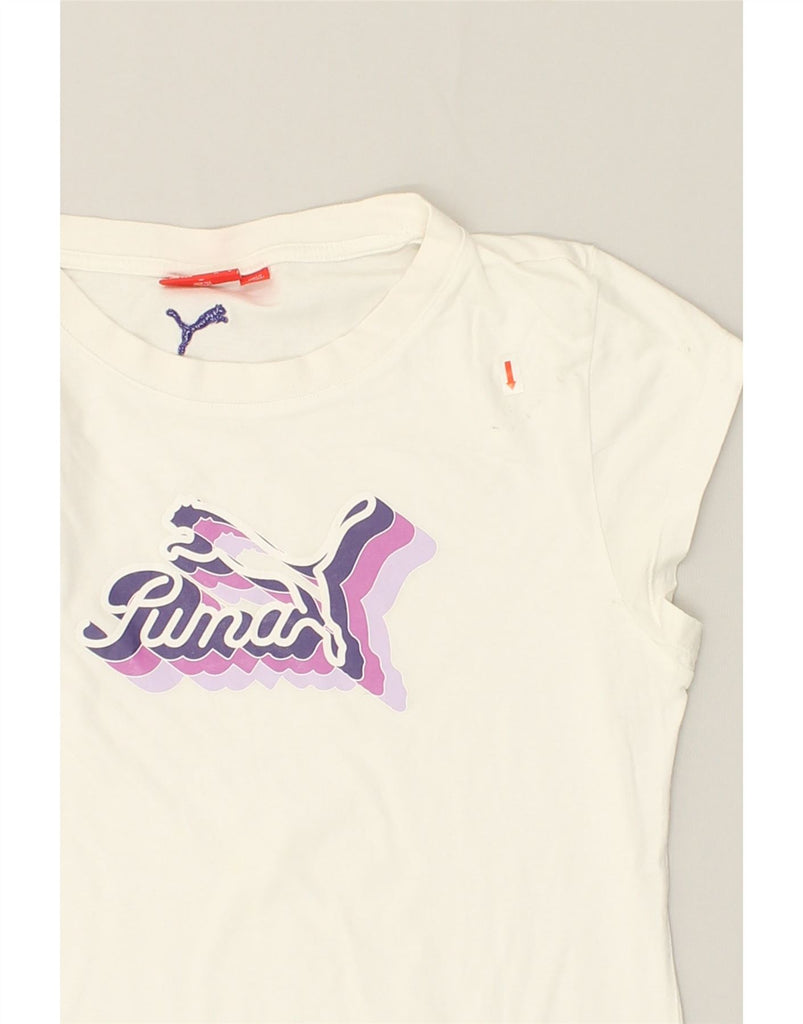 PUMA Girls Graphic T-Shirt Top 15-16 Years White | Vintage Puma | Thrift | Second-Hand Puma | Used Clothing | Messina Hembry 