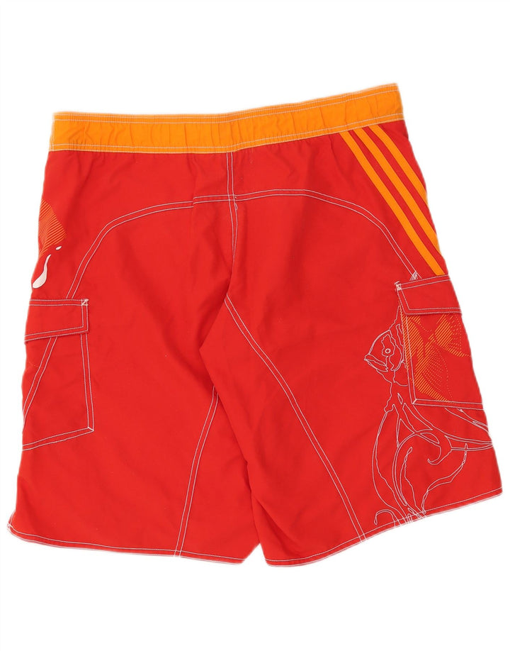 Adidas Mens Graphic Swimming Shorts Medium  Red Colourblock Polyester