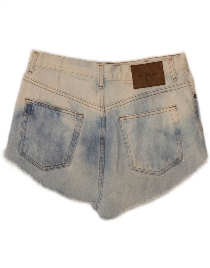 CALVIN KLEIN Womens Denim Shorts US 10 Large W32  Blue Tie Dye Cotton