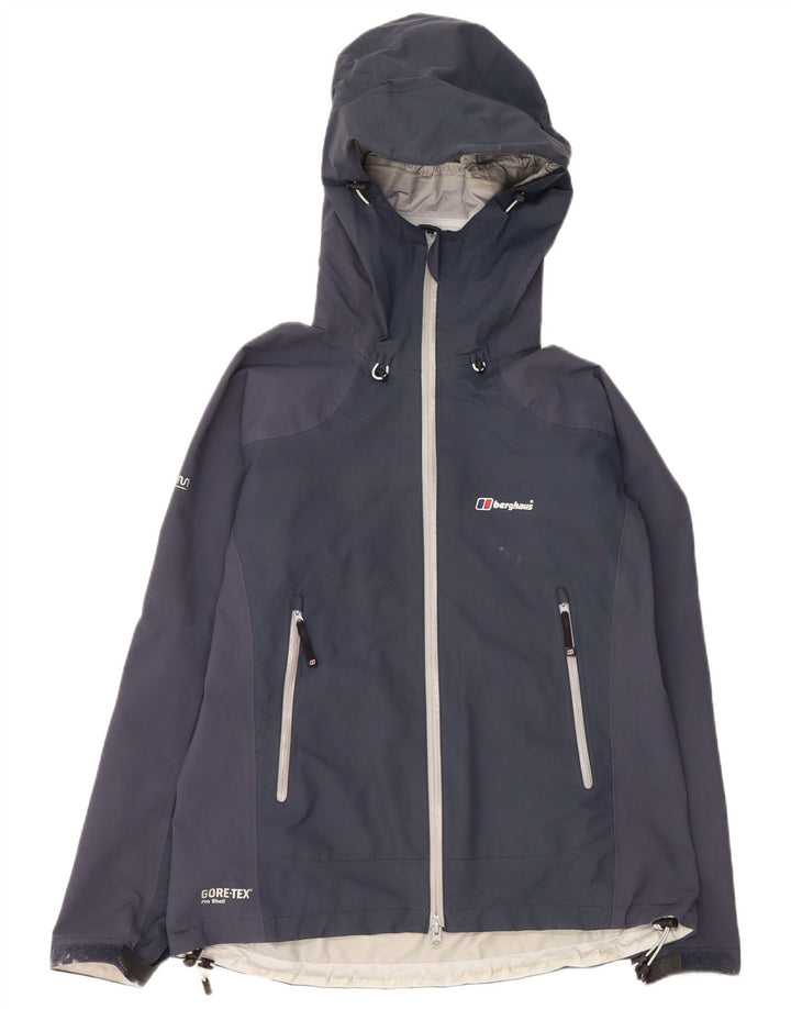 BERGHAUS Mens Hooded Rain Jacket UK 38 Medium Navy Blue Nylon