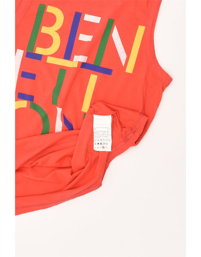 BENETTON Boys Graphic Vest Top 11-12 Years 2XL Red Cotton | Vintage Benetton | Thrift | Second-Hand Benetton | Used Clothing | Messina Hembry 