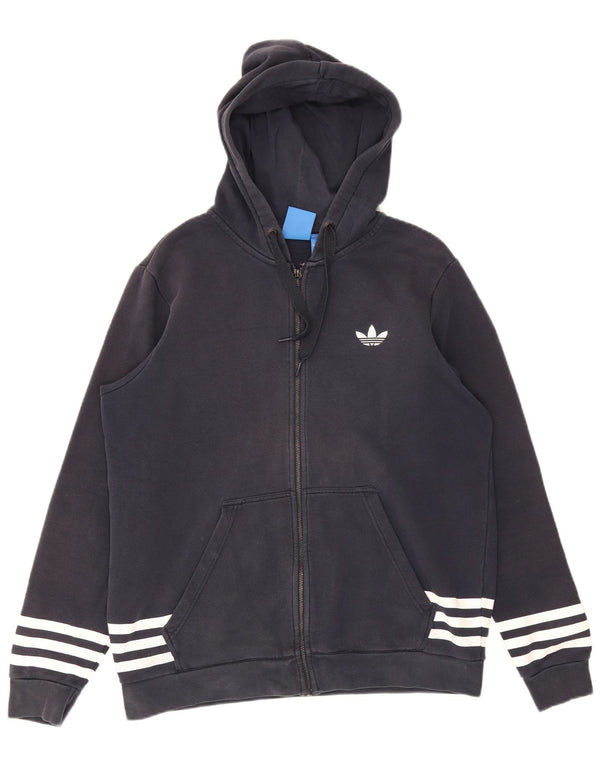 Adidas Mens Graphic Zip Hoodie Sweater Large Navy Blue Cotton