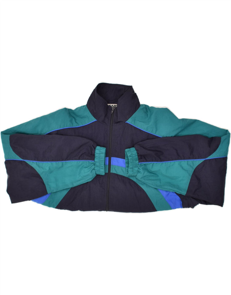 VINTAGE Mens Tracksuit Top Jacket Size 50 Large Navy Blue Colourblock | Vintage Vintage | Thrift | Second-Hand Vintage | Used Clothing | Messina Hembry 