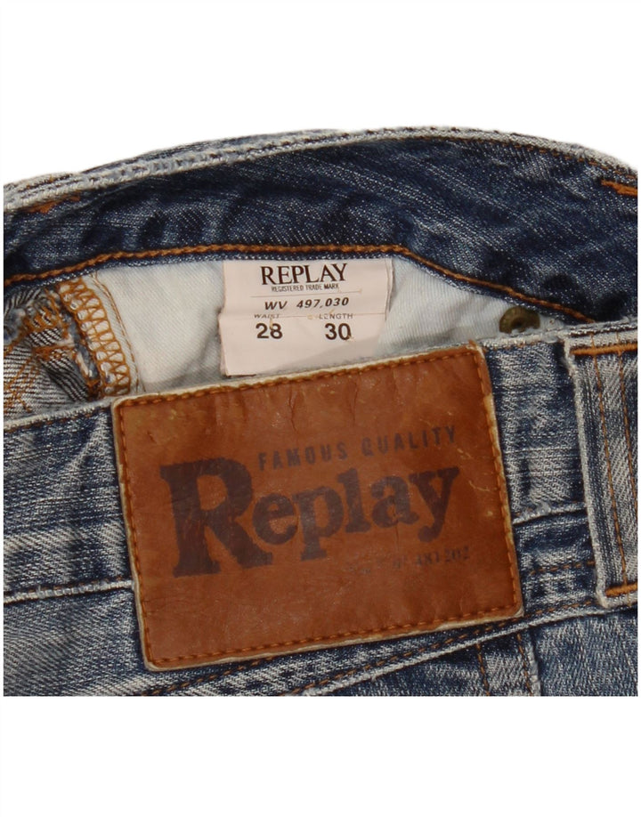 Replay Womens Straight Jeans W28 L30 Blue Cotton