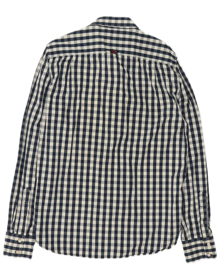 Superdry Mens Shirt Large Navy Blue Gingham Cotton