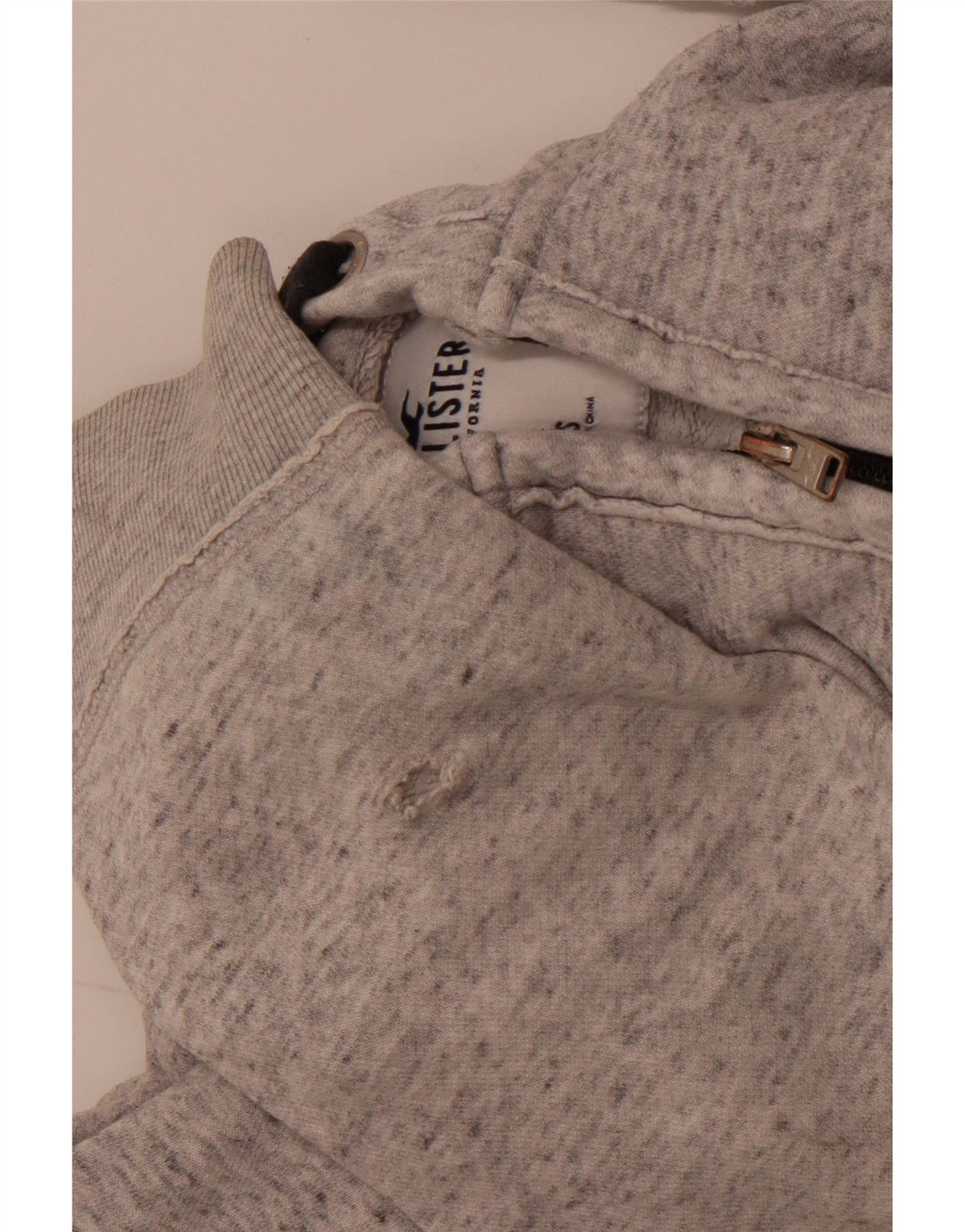 HOLLISTER Mens Zip Hoodie Sweater Small Grey Flecked Cotton