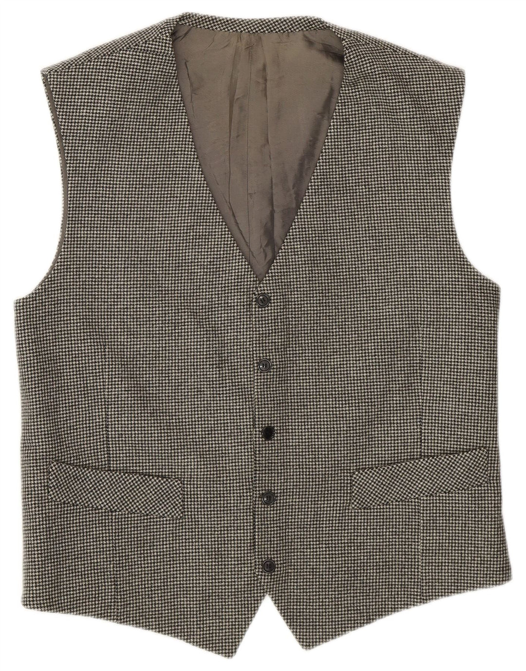Vintage Mens Waistcoat Small Grey Houndstooth