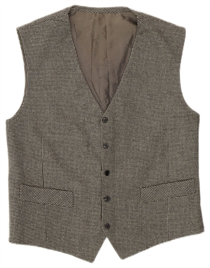 Vintage Mens Waistcoat Small Grey Houndstooth