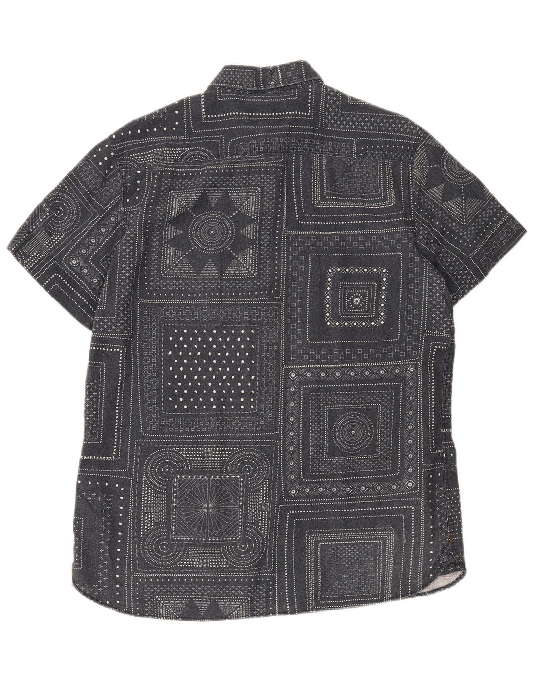 John Lewis Mens Short Sleeve Shirt Medium Grey Geometric Cotton