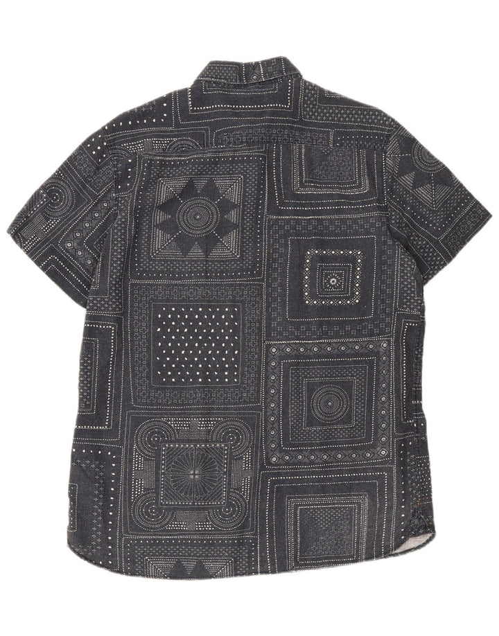 John Lewis Mens Short Sleeve Shirt Medium Grey Geometric Cotton