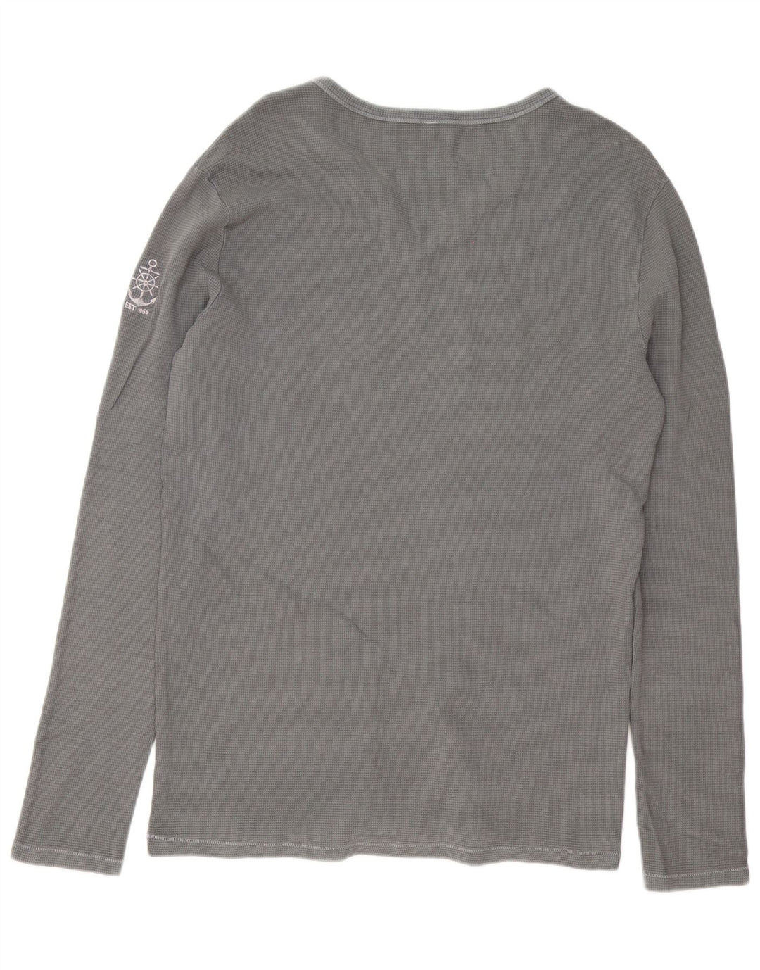 Benetton Mens Top Long Sleeve Large Grey Cotton