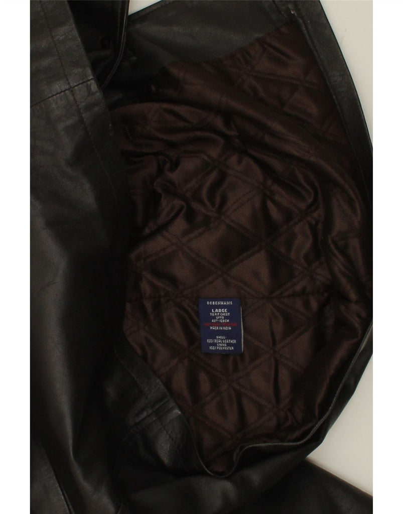 DEBENHAMS Mens Leather Coat UK 40 Large Black Leather Vintage Debenhams and Second-Hand Debenhams from Messina Hembry 