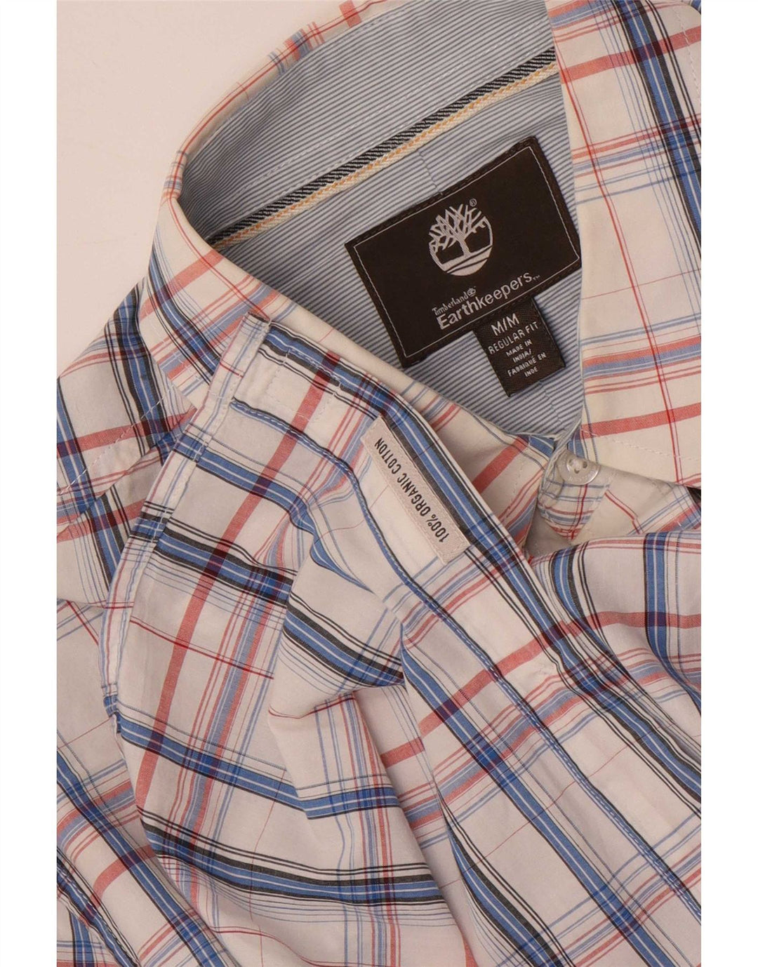 Timberland Mens Regular Fit Shirt Medium White Check Cotton