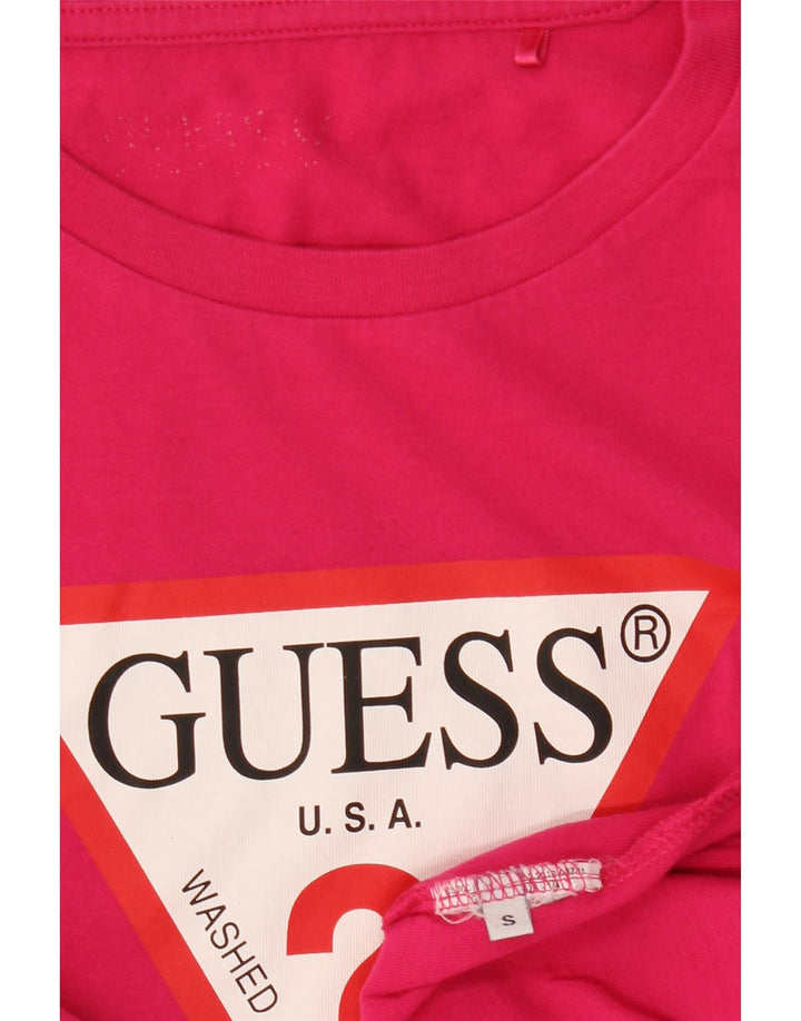 GUESS Womens Graphic T-Shirt Top UK 10 Small Pink