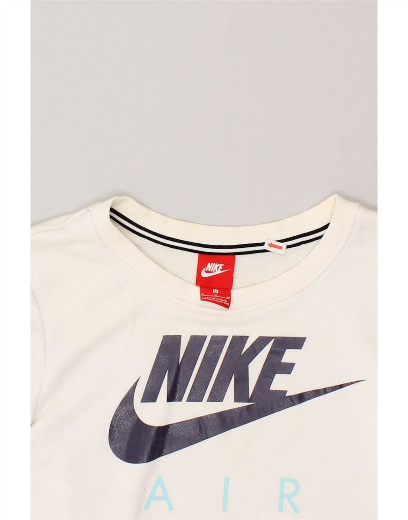 NIKE Womens Crop Graphic Sweatshirt Jumper UK 14 Medium White Cotton Vintage Nike and Second-Hand Nike from Messina Hembry 