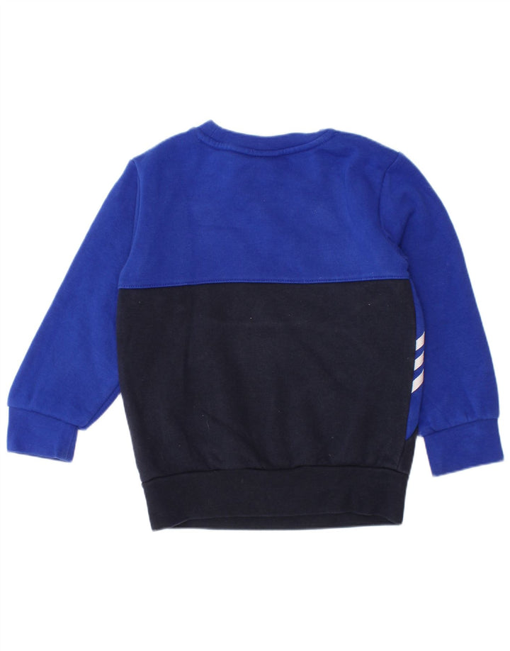 ADIDAS Baby Boys Graphic Sweatshirt Jumper 18-24 Months Blue Colourblock