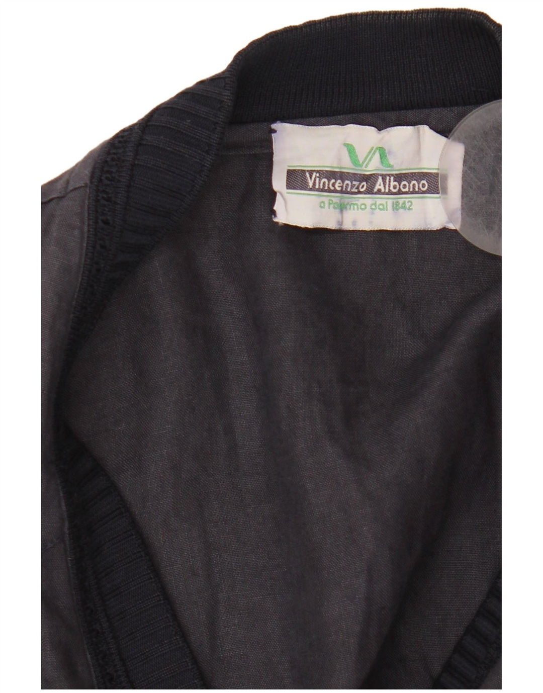 Vintage Mens Bomber Jacket UK 40 Large Navy Blue Striped Linen