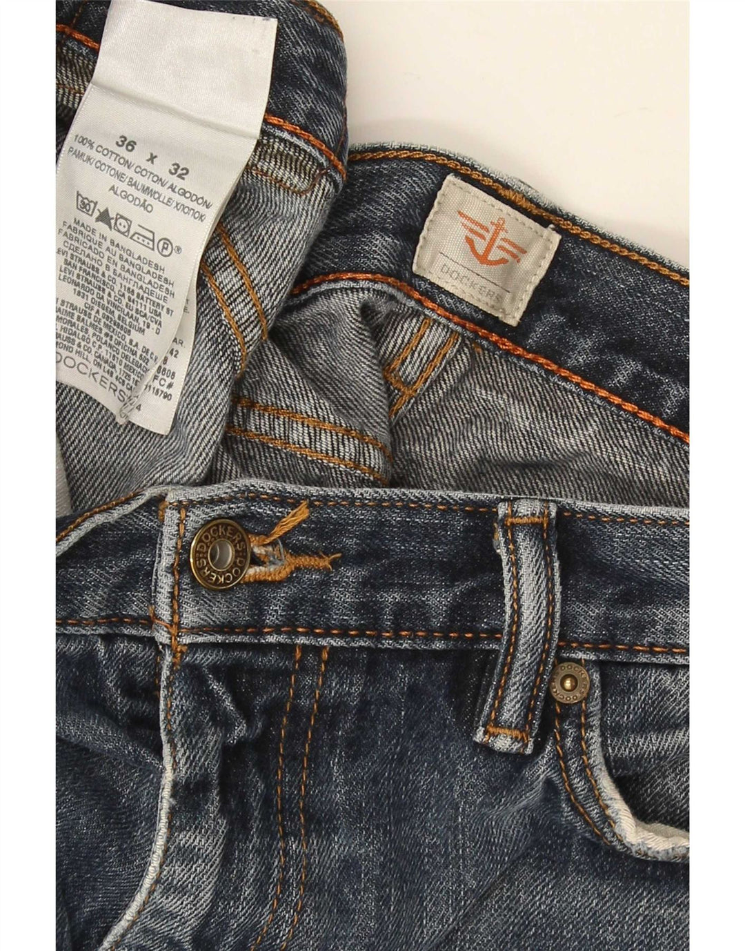 Dockers Mens Denim Shorts Large W36 Navy Blue Cotton