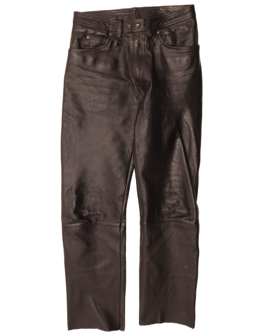 Vintage Mens Straight Leather Trousers W32 L33 Black Leather