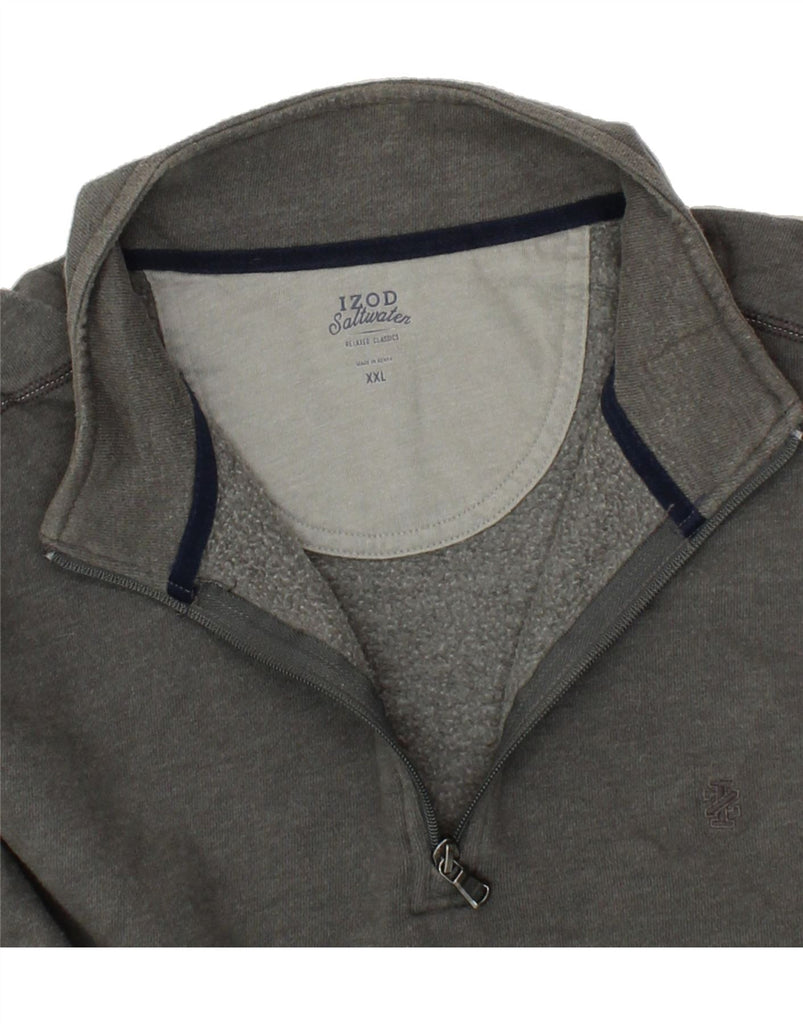 IZOD Mens Salt Water Sweatshirt Jumper 2XL Grey Cotton Vintage Izod and Second-Hand Izod from Messina Hembry 
