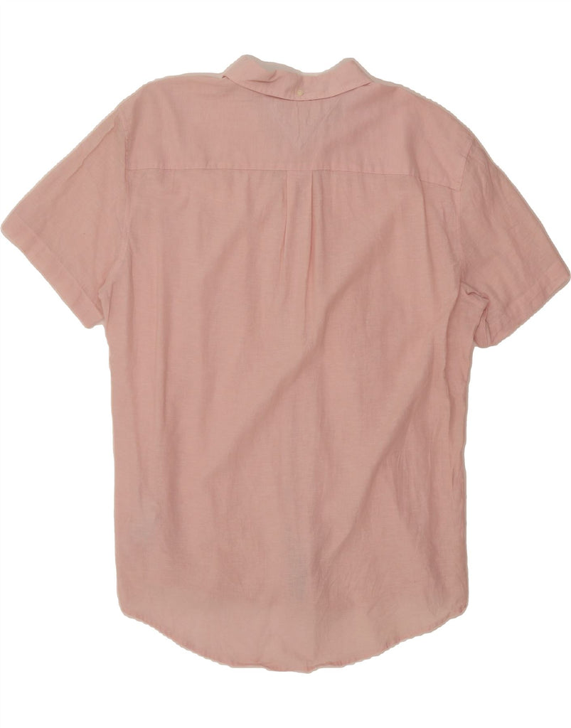 TOMMY HILFIGER Mens Big & Tall Short Sleeve Shirt XL Pink Linen Vintage Tommy Hilfiger and Second-Hand Tommy Hilfiger from Messina Hembry 