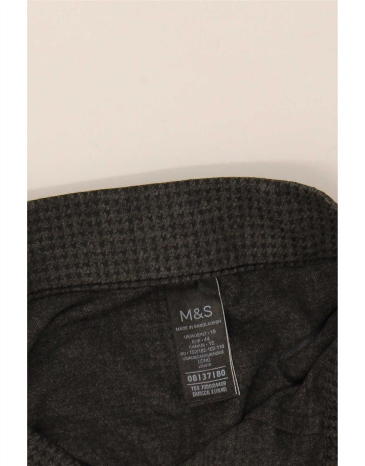Marks & Spencer Womens Slim Trousers UK 16 Large W32 L27 Grey Houndstooth
